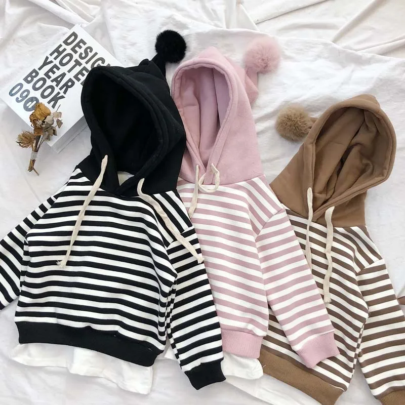 

Girls Sweatshirt Autumn Winter Children Casual Velvet Thick Long Sleeve Pullover Hoodies for Baby Boys Hooded T Shirt Clothes