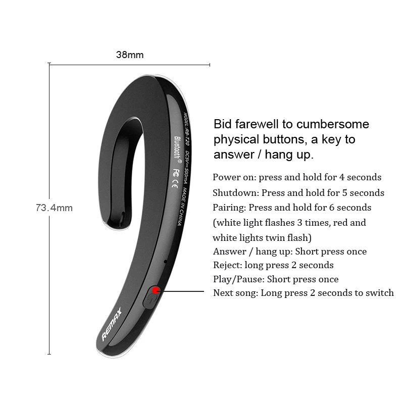 Remax RB T20 Mini Bluetooth наушники с микрофоном Спорт Беспроводной музыкальные V4.1