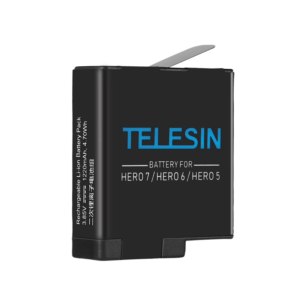 Comprar TELESIN cargador de batería LED de 3 vías y caja de carga de 3 baterías Cable tipo C para GoPro Hero 8 7 6 Hero 5 Accesorios Negros