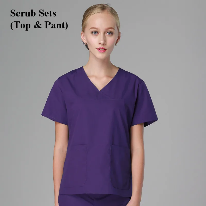 Wrap Violet Women Розовый Для женщин якобы из Обёрточная бумага Спецодежда для медсестер комплекты стоматолог Медицинские костюмы Костюмы Рубашка с короткими рукавами спа косметичка врачебные униформы N021 - Цвет: Wrap Violet Women