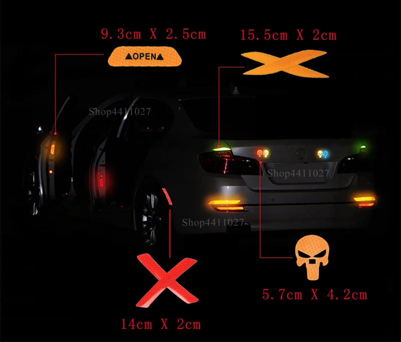 Автомобиль открыть двери автомобиля светоотражающие клейкие ленты Предупреждение Mark Стикеры для Fiat 500 grande punto 188 199 evo ducato панда 169 stilo bravo