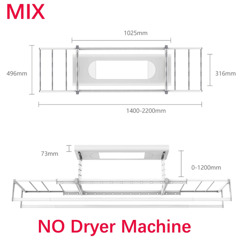 No dryer Xiaomi MR BOND Смарт вешалка машина с сушкой M1X Pro грузоподъемность 30 кг работать с Mijia приложение с проветриванием стержень для умного дома - Цвет: No dryer