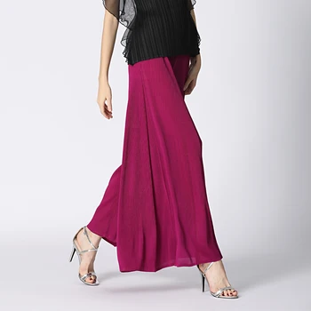 

Changpleat 2019 Summer New Women wide legged pants Miyak Pleated Fashion Solid loose Large Size Elastic waist Female trousers