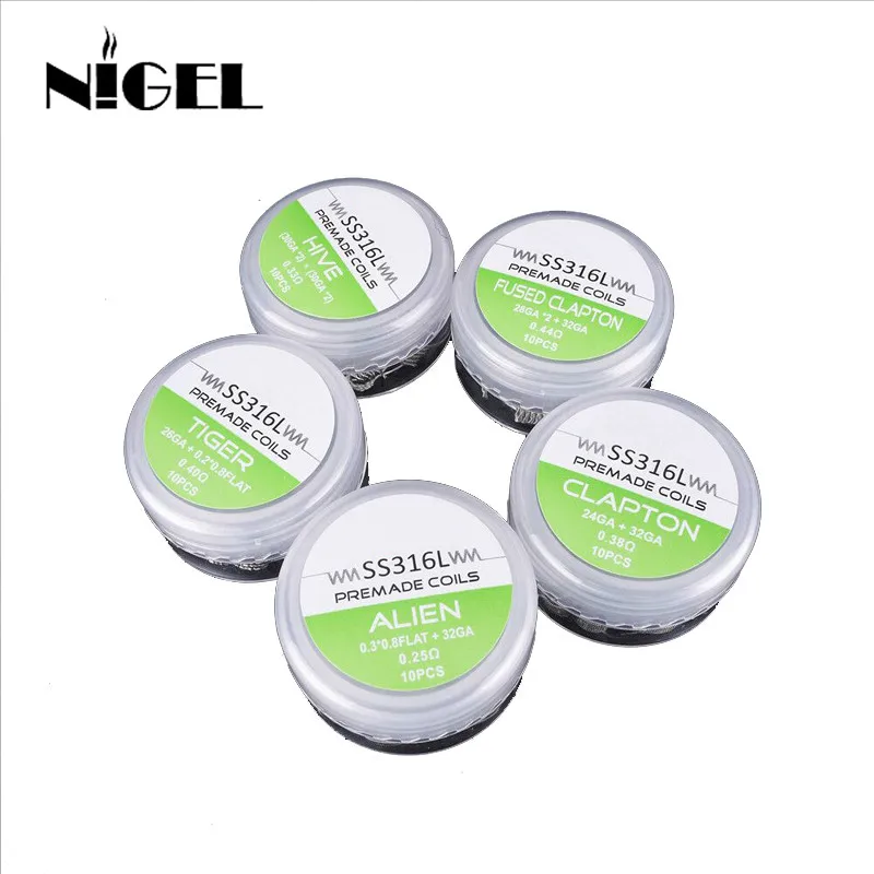 10 шт. готовые катушки для вейпа Nigel SS316L Alien Clapton распылитель RDA RTA|Испарители