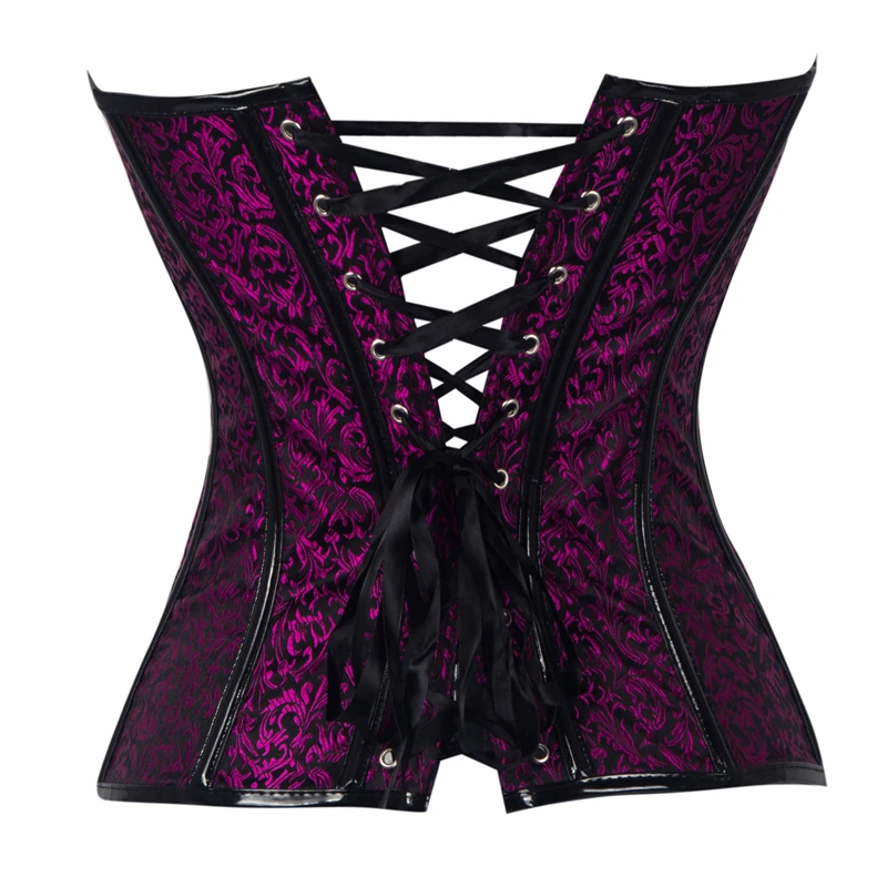 FLORATA Steampunk Corset Purple Steel Bone Underbust Corsets Sexy Waist Slim Bustiers Waist Cincher corset Plus Size S-6XL