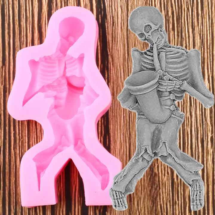 3D Скелет Череп силиконовые формы Хэллоуин DIY украшения торта инструменты помадка для выпечки шоколада смолы Fimo глиняные формы - Цвет: CD482