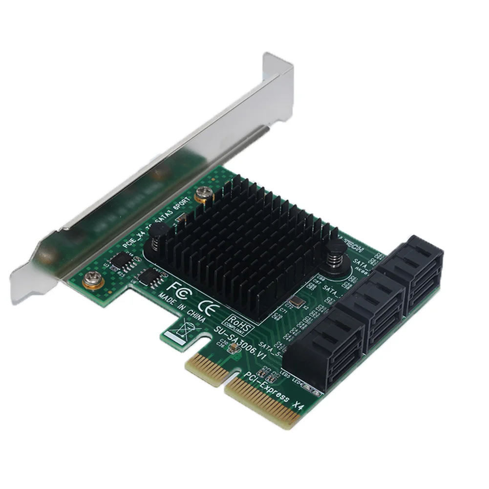 PCIE a SATA3.0 adaptador práctico 6 puertos expansión estable profesional añadir en el reemplazo de la tarjeta alta velocidad caja fuerte intercambiable PCIE a SATA3.0 adaptador práctico 6 puertos expansión estable profesional añadir en el reemplazo de la tarjeta alta velocidad caja fuerte intercambiable