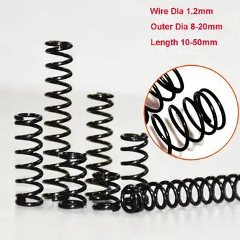 

10PCS High Elastic Blackening Spring Manganese Steel Pressure Spring Wire Dia 1.2mm Outer Dia 8mm Length 10-50mm