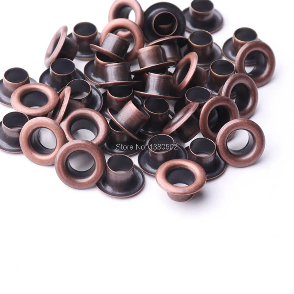 200pcs/lot 10*6*5mm copper color round shape Eyelets with washer for Garment accessories