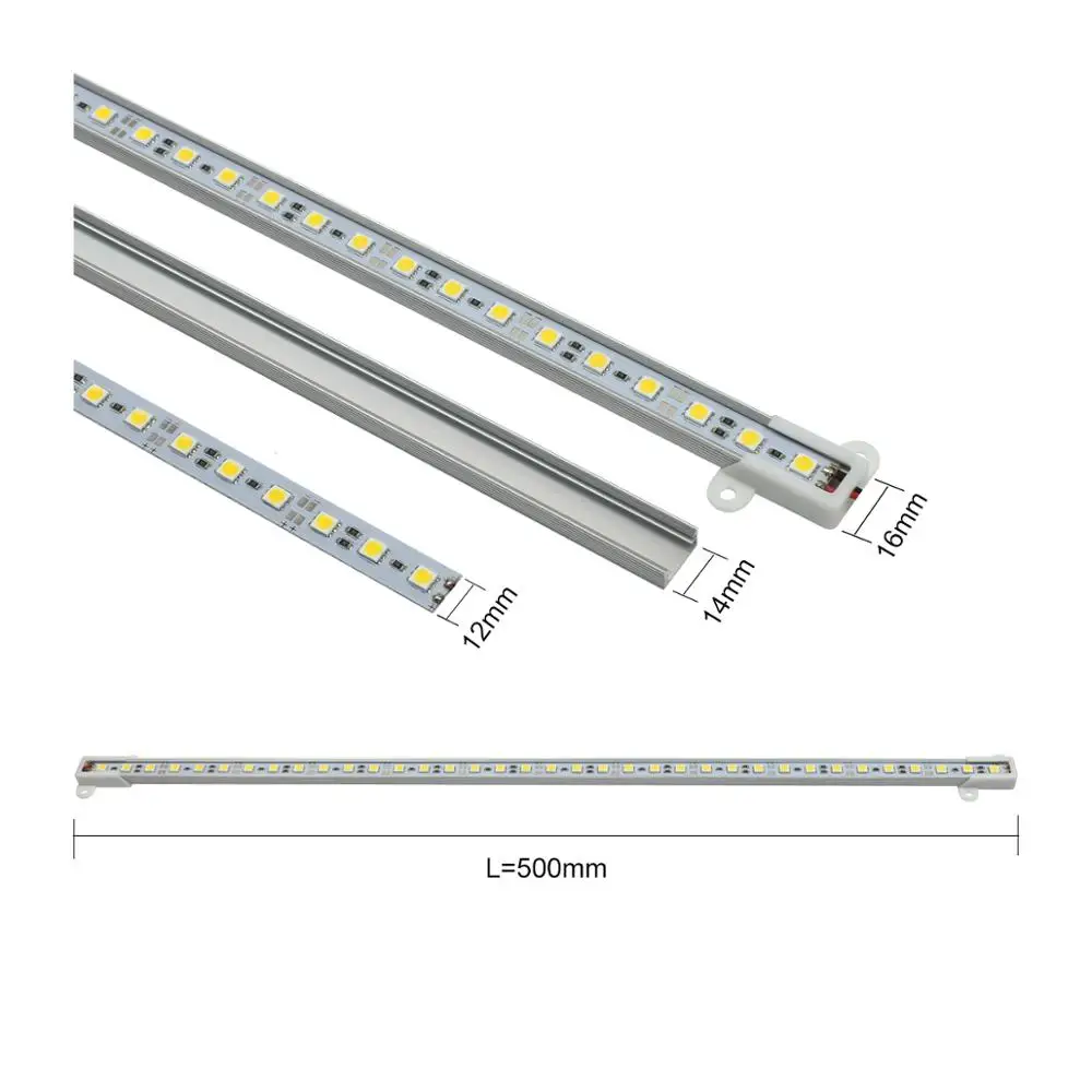 Подходящий шкаф витрина фон свет 50 см полосы светодиодов для освещения SMD 5050 DC12V 36 светодиодный s чистый белый 7000 K теплый белый 3000 K