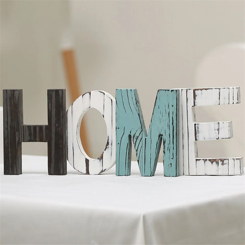 

Wooden HOME Letter Decoration Nordic Style Wood Alphabet Word Home Living Room Bedroom Table Desk Ornaments Crafts Supplies
