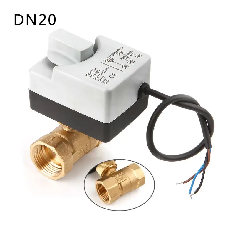 AC 220 В DN15 DN20 DN25 2 Way 3 провода латунный моторизованный шаровой клапан электрический привод с ручным переключателем