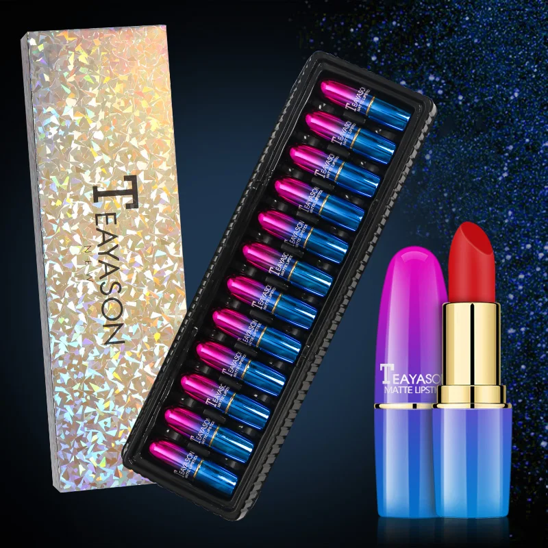 Teayason makeup set velvet matte lipstick gradient tube with color box packaging waterproof long lasting red AM059 |