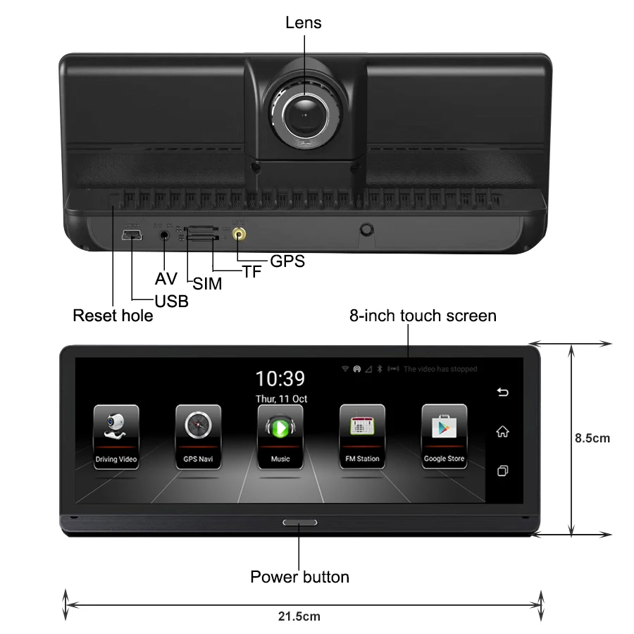 E ACE Автомобильный видеорегистратор 4G Android 5 1 Camara 8 0 дюймов GPS навигация Wifi FHD 1080P ADAS