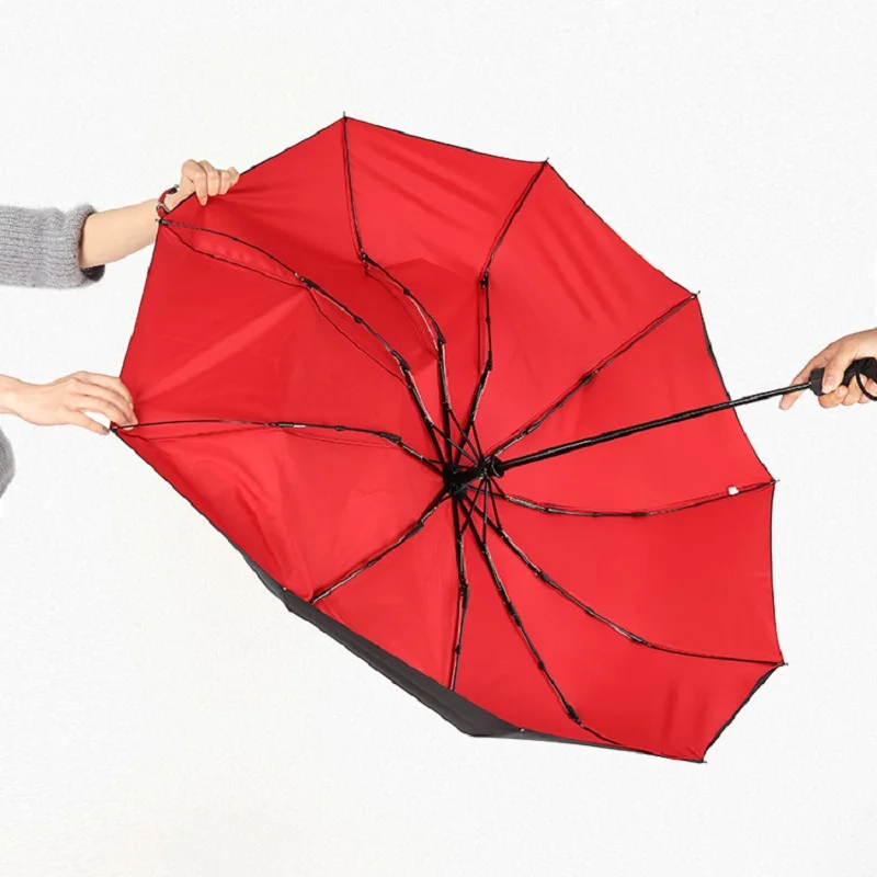 10 ребер трехслойный складной зонт, полностью автоматический зонт для мужчин, деловой сильный Ветрозащитный Солнечный и дождевой Зонты