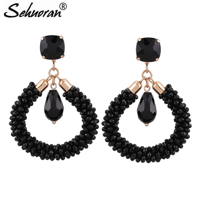 Sehuoran New Design Drop Earrings For Woman Crystal Facted Beads Sehuoran New Design Drop Earrings For Woman Crystal Facted Beads Handmade Earring Long Christmas