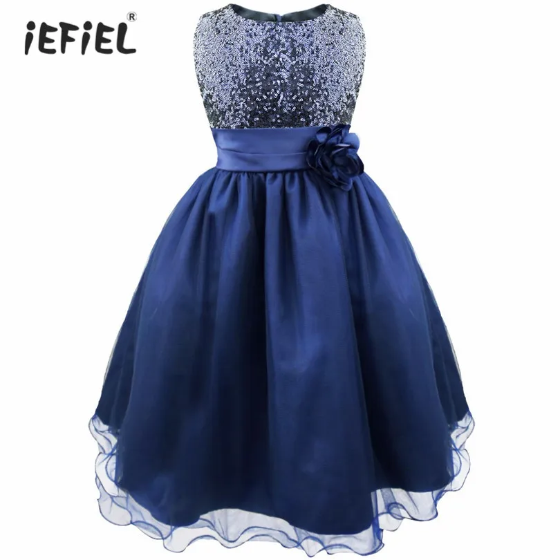 Платье с цветочным узором для девочек; вечернее платье длиной до середины икры с блестками; длинное вечернее бальное платье; платье для выпускного бала; свадебное платье для выпускного