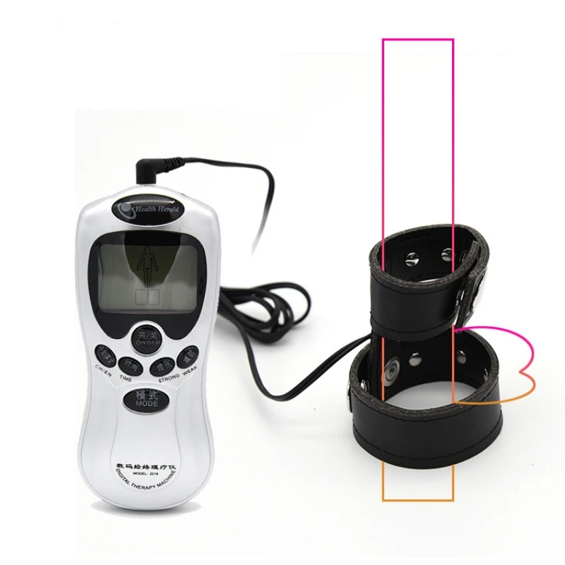 Кольцо для пениса из кожи с электрошоком кольцо медицинский набор электро шок