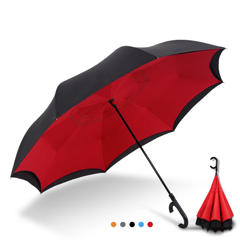 Reverse Umbrella Windproof Large Umbrella Auto Close Double Layer