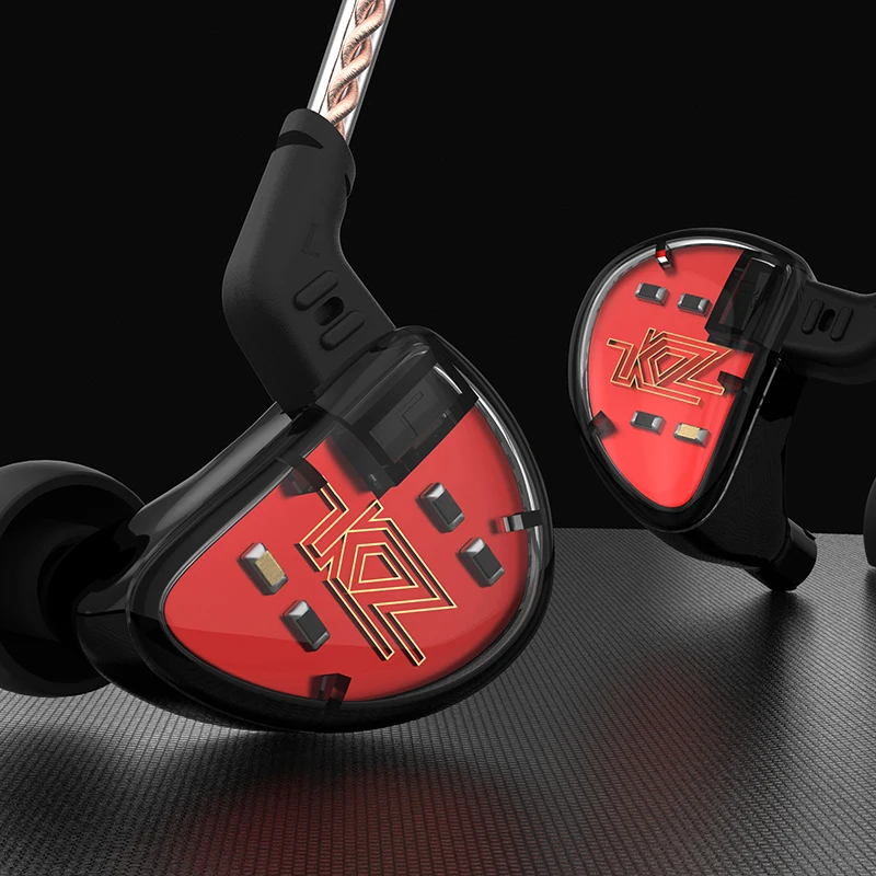 KZ AS10 5BA HiFi estéreo en la oreja los auriculares de alta resolución auriculares con 1,2 m de Cable de 2 pines cinco armadura equilibrada conductor - 2