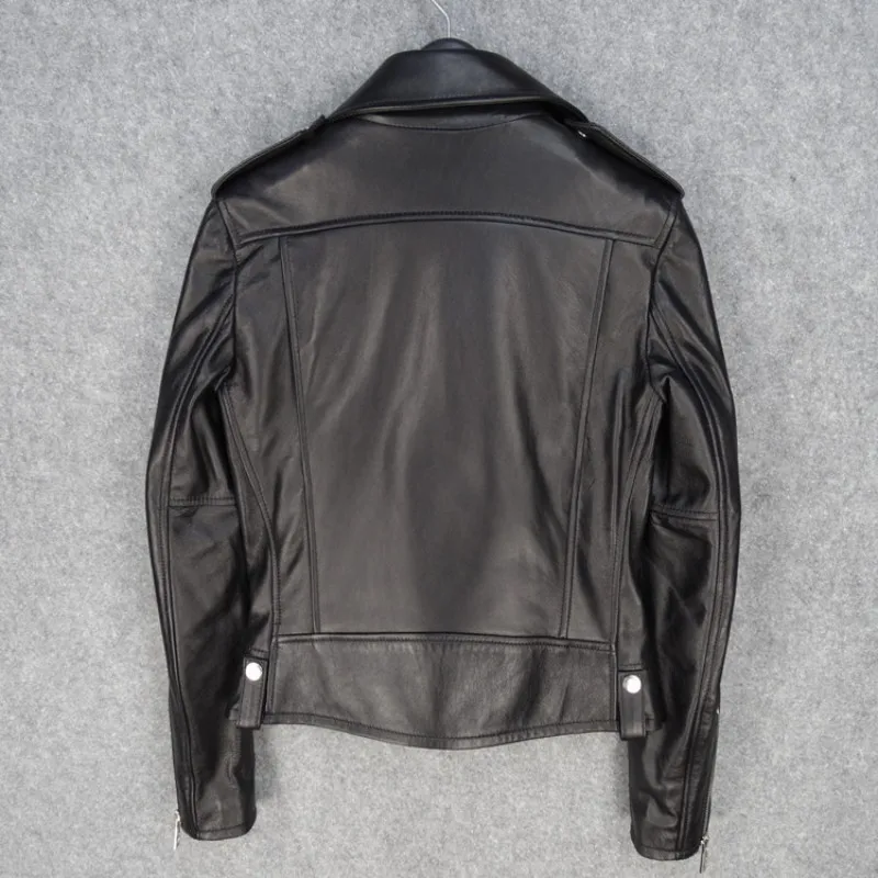 Высшее качество, женская короткая мотоциклетная куртка из натуральной кожи размера плюс, приталенная куртка из овчины в стиле панк, Повседневная Уличная куртка в стиле рок