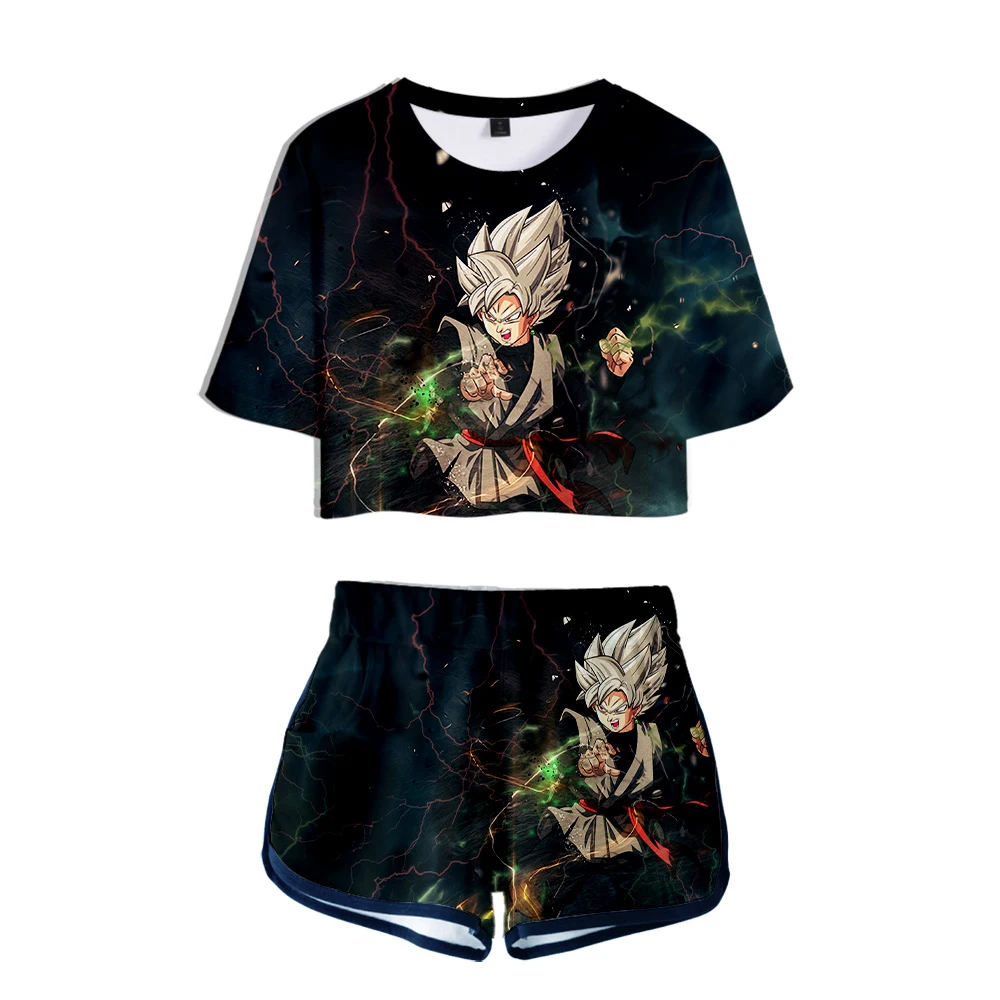 Аниме DRAGON BALL 3D Печатный стиль Kpop модный сексуальный топ на пуговицах живота +