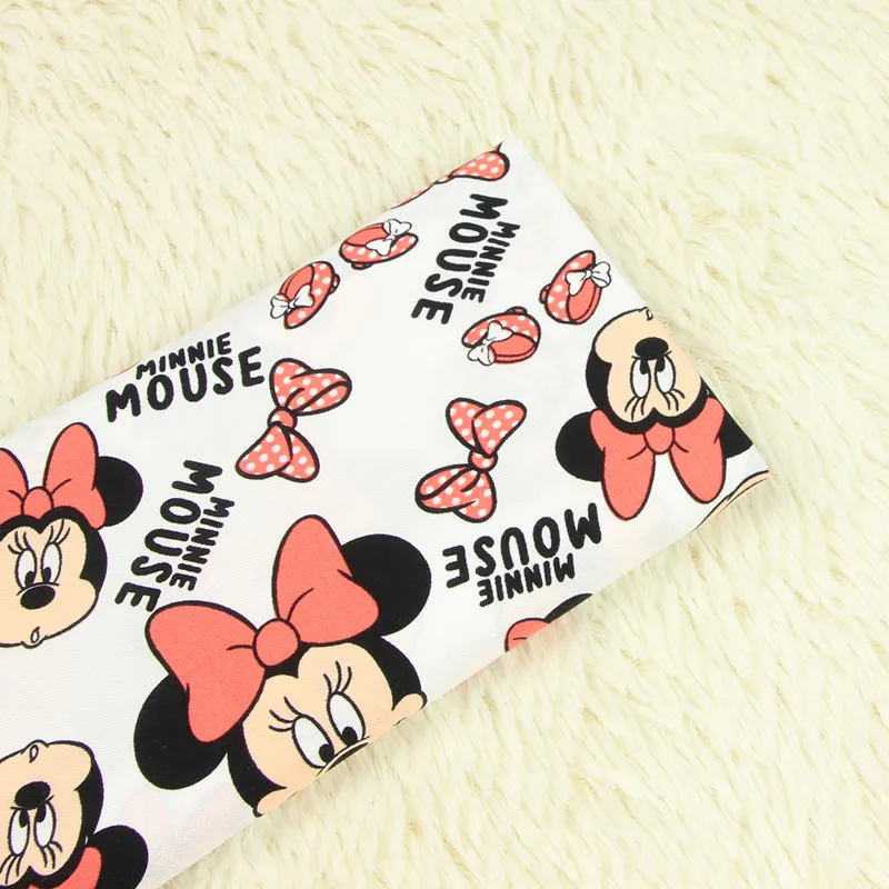 

50*140cm half meter cartoon white bottom with mickey fruit print cottom poplin fabric, garment dress kids tilda doll cloth D40