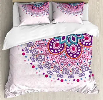 

Mandala Duvet Cover Set Ethnic Ornamental Figure Meditation Spiritual Zen Boho Style Print Decorative 4 Piece Bedding Set