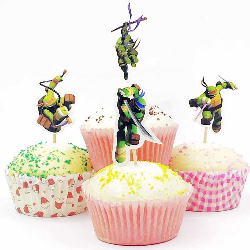 48pcs Lot Teenage Mutant Ninja Turtle Cupcake Topper Eye Mask