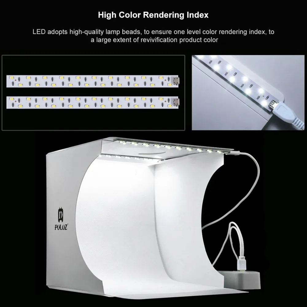 

Mini Folding Lightbox Photography Photo Studio Softbox 2 Panel LED Light Soft Box Photo Background Kit Light box for DSLR Camera