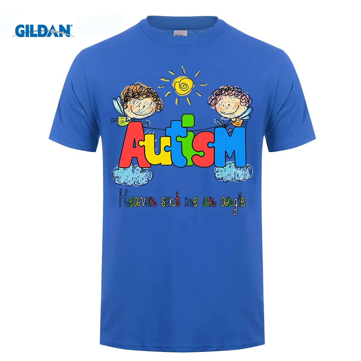 

100% cotton O-neck printed T-shirt Funny Autism T Shirt For Kid Heaven Sent Me An Angle Shirt