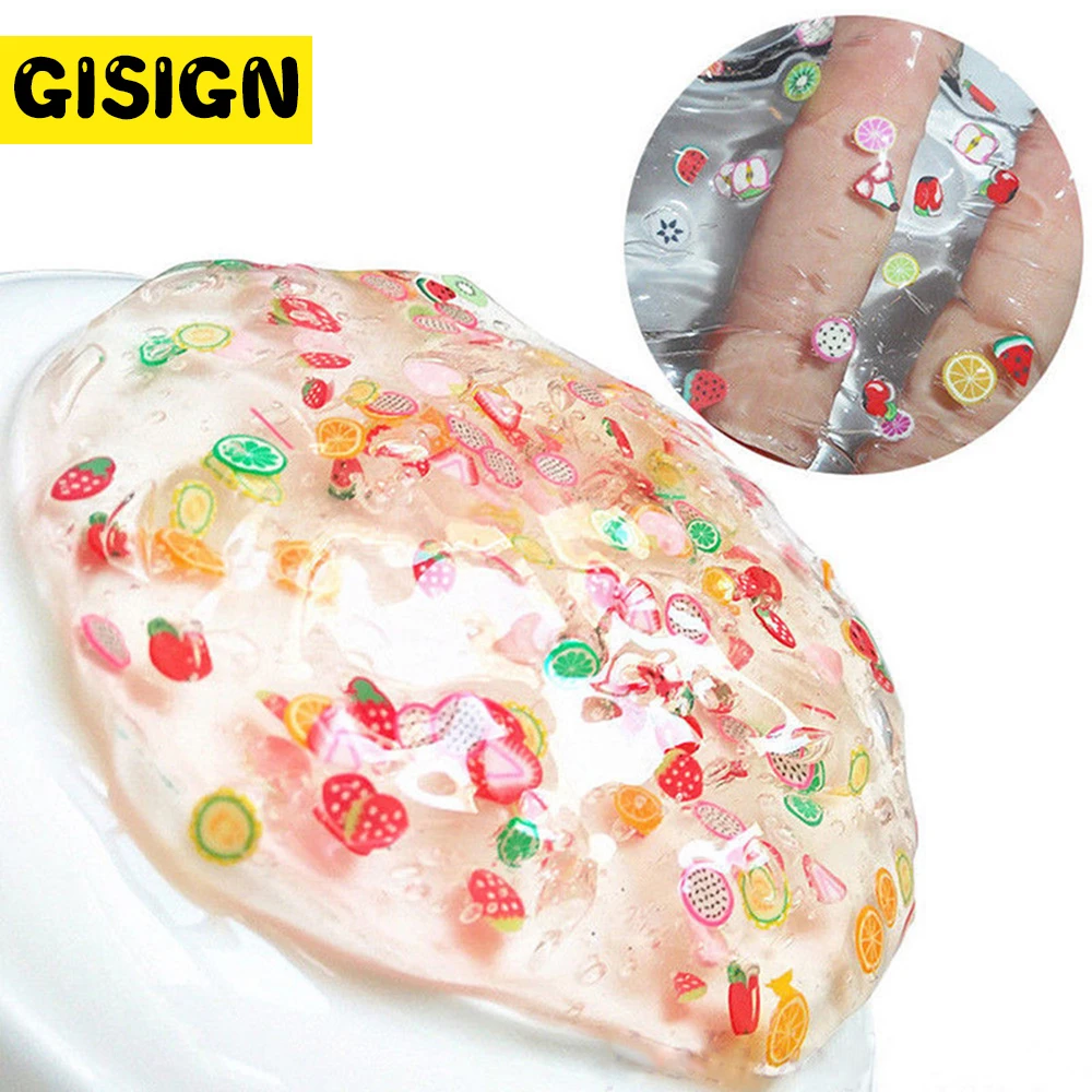 

Clear DIY Slime Transparent Toys for Kids Rubber Fruit Slime Fluffy Antistress Dynamic Sand For Squeeze Plastilina Supplies