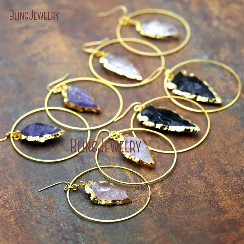 20180424-ER8914-Pure Gold Color Arrowhead Hoop Earrings Crystal Hoop Earrings_7