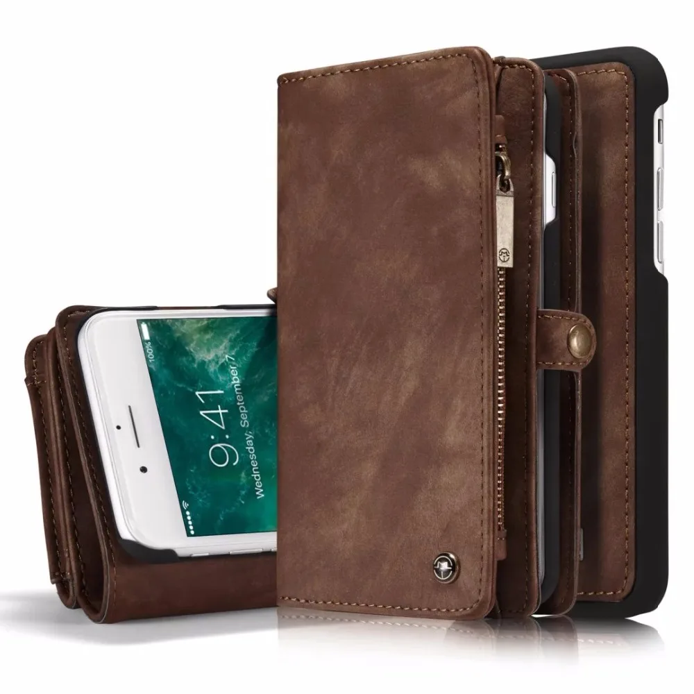 bilder für Für Apple iPhone 7 6 6 S/S8 Plus multifunktionale S8 halter Brieftasche Fall Vintage Echtem Leder Zipper Phone Cases Zurück abdeckung bilder für Für Apple iPhone 7 6 6 S/S8 Plus multifunktionale S8 halter Brieftasche Fall Vintage Echtem Leder Zipper Phone Cases Zurück abdeckung