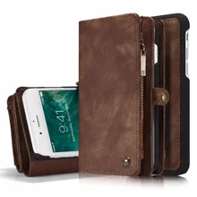 For Apple iPhone 7 6 6S/ Plus Multi-functional 14 Cards Holder Wallet Case Vintage Genuine Leather Zipper Phone Cases Back Cover