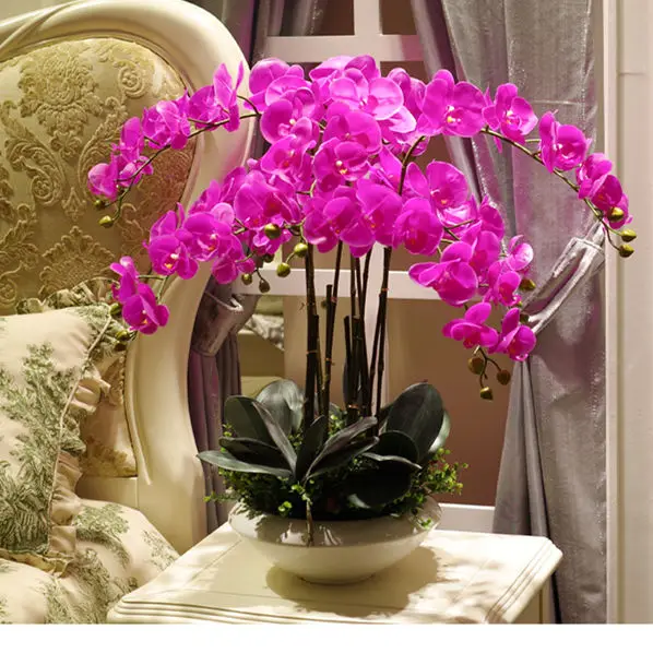 Artificial de gran tamaño PU tacto real de la mano sensación de La Flor de Orquídea arreglo bonsái flor solo no florero luxioso ramo de flores