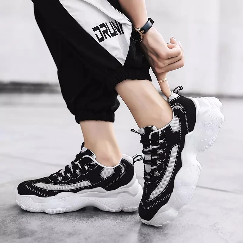 

2019 Fashion Women Vulcanized Shoes Breathble Chunky Sneakers Platform Lace Up Casual White Tenis Feminino Shoes White Sneakers