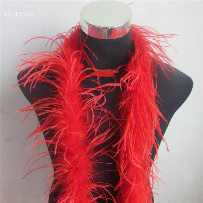 YY-tesco 2 м/лот 2 Слои розовый пушистые страусиные перья боа/отделка для вечерние/костюм/шаль/страуса - Цвет: red