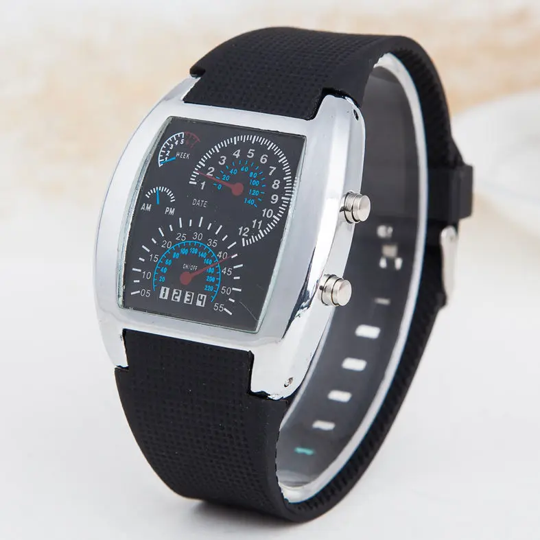 

2018 LED Digital Watch Mens Race Speed Sport Dial Silicone Strap Male Military Wristwatch Relogio Masculino Reloj Hombre