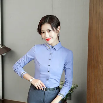 

2018 Spring Fall Fashion Women Work Blouses & Shirts Long Sleeve Ladies Office Uniform Blouses and Tops Female Clothes