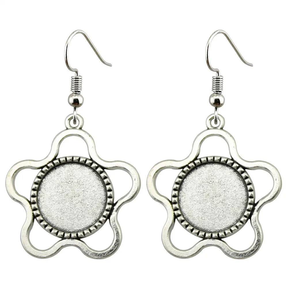 3 Pairs Fit 18mm Round Glass Cabochon Earring Settings Tray Earring Hooks Diy Earrings Base Bezels for Handmade Jewelry Making Jewelry Findings