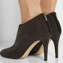 Новинка года; роскошные женские ботильоны с кристаллами; пикантные женские ботинки на молнии с острым носком; женская модная обувь для вечеринок; весенние популярные ботинки