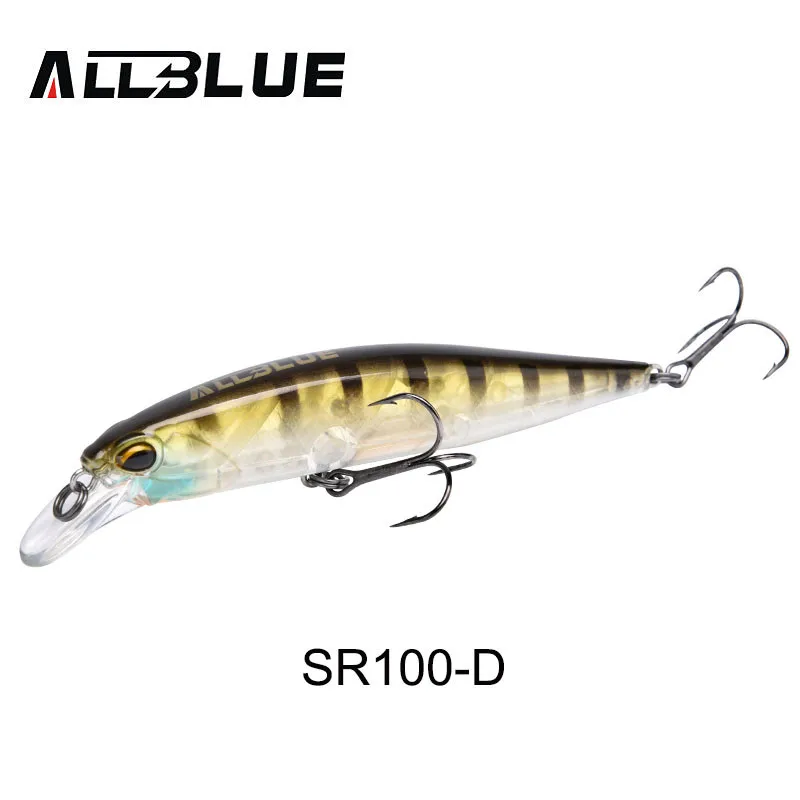 ALLBLUE, новинка, JERKBAIT 100SR, профессиональная рыболовная приманка, 100 мм, 14,1 г, плавающий воблер, гольян, 0,8-1,2 м, басовая приманка для щуки Крючки mustad - Цвет: Color D