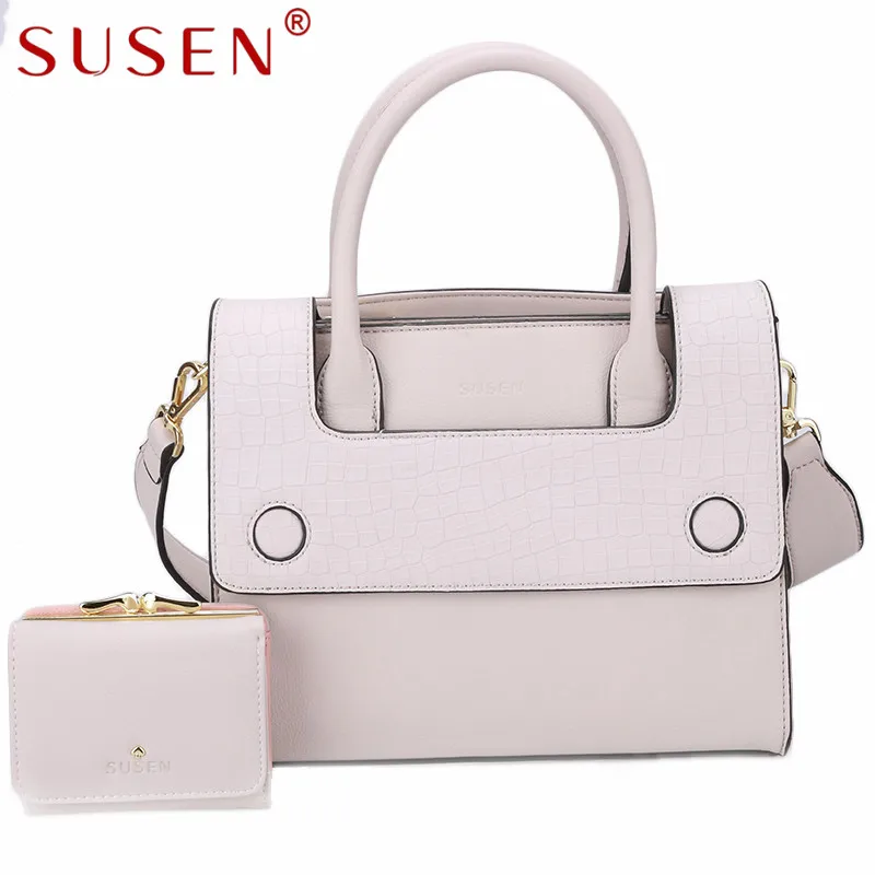 SUSEN Women composite tote bags ladies crocodile shoulder crossbody bag with clutch purses 2 pcs font