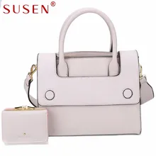 SUSEN Women composite tote bags ladies crocodile shoulder crossbody bag with clutch purses 2 pcs set