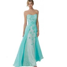 2016 heißer Verkauf Neue Design Türkis Sexy trägerlosen abendkleid abendkleid A-line Gericht Zug Chiffon Abendkleid