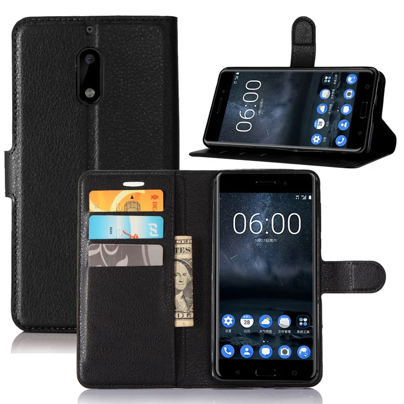 Чехол-кошелек для Nokia 6, кожаный чехол-книжка для телефона Nokia 6 TA-1021 TA-1033, чехол-бампер из ТПУ с отделением для карт