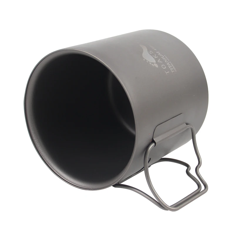 TOAKS Camping al aire libre de doble pared de 450 ml copa de plegado de titanio tazas de café CUP-450-DW
