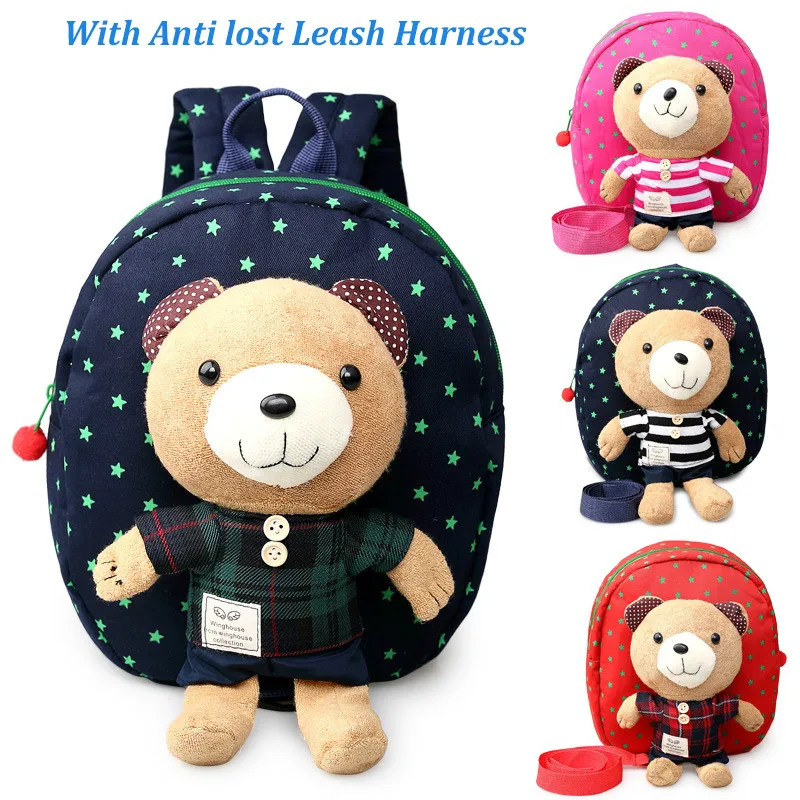 Детская сумка с объемным рисунком медведя для малышей, анти-потеря поводка, ремень, ходунки, детский Ланч-бокс, детский школьный рюкзак для детского сада