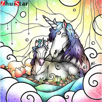 

Diamond embroidery cartoon horse mosaic pattern 5d diy diamond painting full square Christmas Pictures of rhinestones XY1